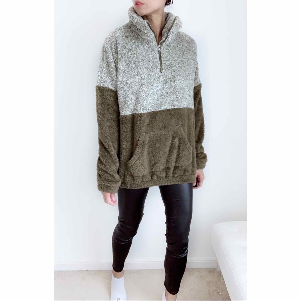 SOFT SHERPA TEDDY QUARTER ZIP PULLOVER SWEATER - Picture 4 of 12